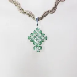 Pendant 40cm - Viridiana-Khaki Braid - Pendant 40cm - Laiton argenté